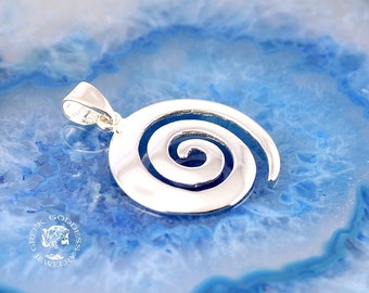 spiral silver pendant, spiral pendant, greek pendant, silver pendant, greek jewelry, silver necklace, spiral necklace, gift for wife, spiral