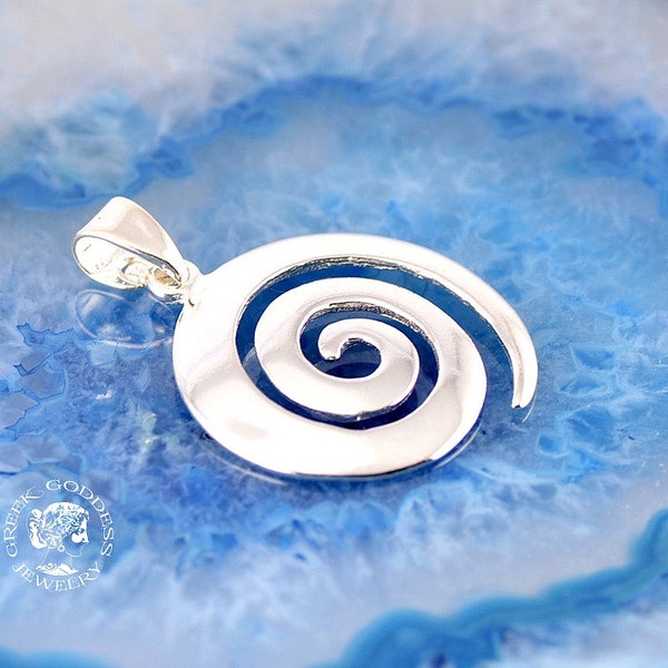 spiral silver pendant, spiral pendant, greek pendant, silver pendant, greek jewelry, silver necklace, spiral necklace, gift for wife, spiral