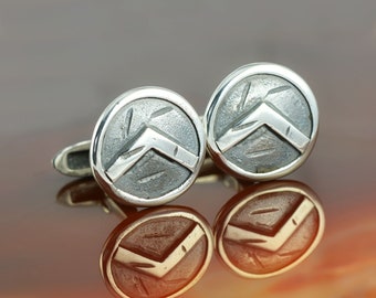 Leonidas Shield silver cuff links, silver cufflinks, mens cufflinks, antique cufflinks, ancient cufflinks, Spartan cufflinks, mens jewelry