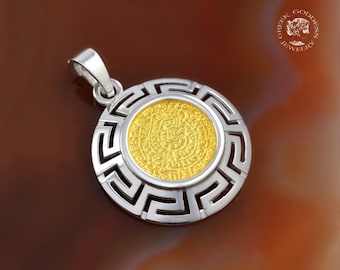 Phaistos Disc golden silver pendant, antique pendant, coin pendant, antique necklace, coin necklace, greek pendant, boho necklace, bohemian