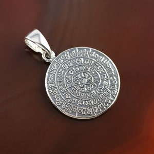 Phaistos Disc silver pendant, Phaistos pendant, Phaistos necklace, ancient coin necklace, disc necklace, Greek pendant, antique coin pendant