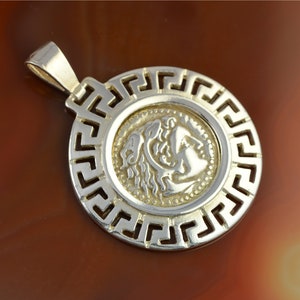 Alexander the Great silver necklace, Greek coin pendant, coin necklace, mens necklace, men necklace, Greek jewelry, mens jewelry, for him