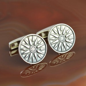 Vergina Star silver cufflinks, Vergina Sun cufflinks, Macedonian Star cufflinks, coin cufflinks, mens cufflinks, mens jewelry, mens gift