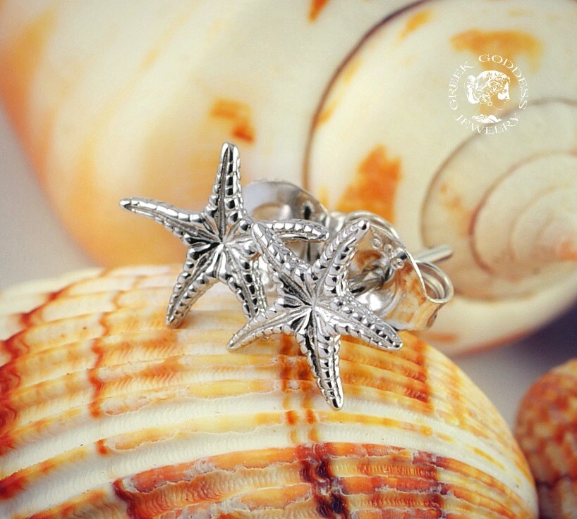 Starfish Silver Stud Earrings Starfish Earrings Everyday - Etsy