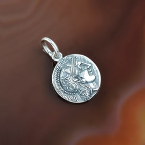 Athena silver pendant, Athena pendant, ancient coin pendant, coin pendant, greek coin pendant, coin necklace, ancient coin, antique coin image 1
