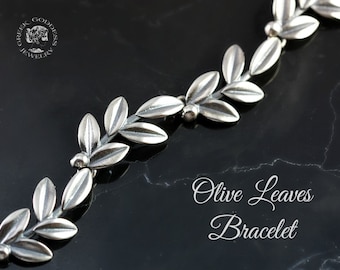 olive leaves silver bracelet, olive leaf, silver olive leaf, olive leaf bracelet, olive leaves, leaf bracelet, silver leaf, greek bracelet