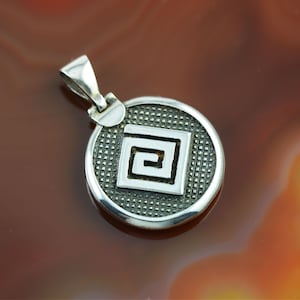 greek key silver pendant, greek key necklace, silver pendant, silver necklace, greek necklace, greek jewelry, greek pendant, antique pendant
