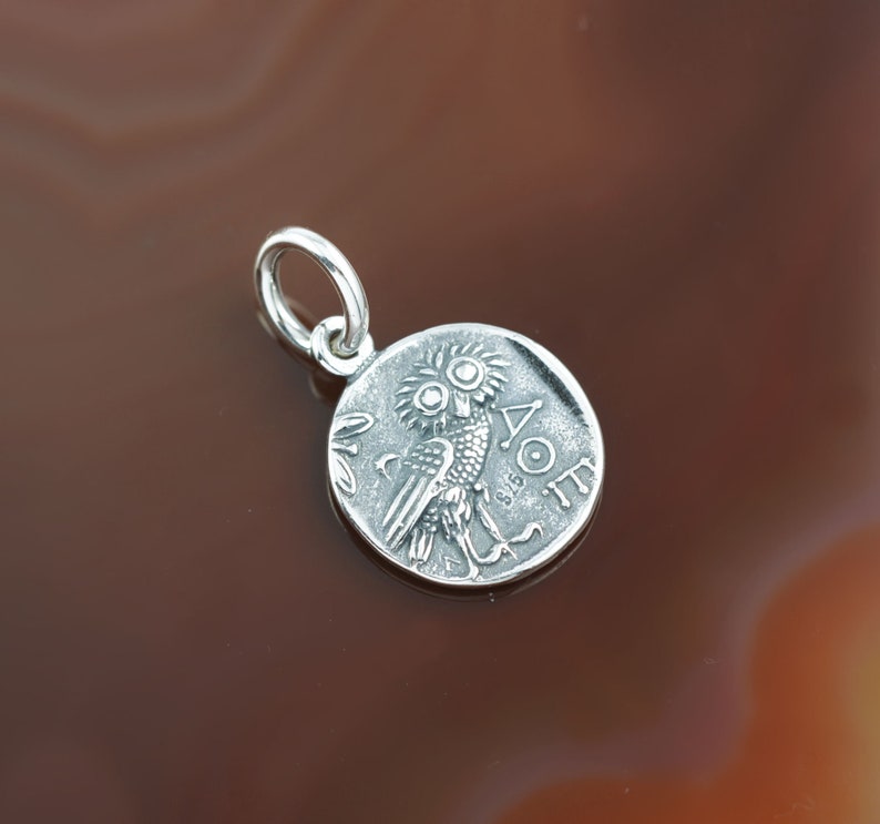 Athena silver pendant, Athena pendant, ancient coin pendant, coin pendant, greek coin pendant, coin necklace, ancient coin, antique coin image 2