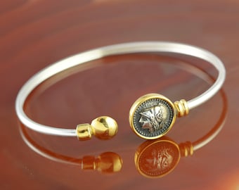 Athena coin bangle bracelet, Greek coin bracelet, Athena bracelet, antique bracelet, coin bangle, antique coin jewelry, boho bracelet