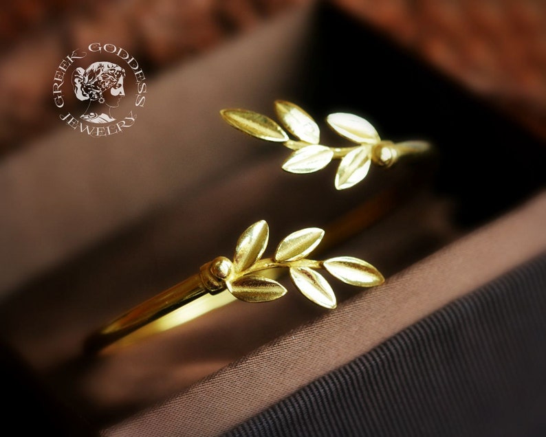 olive leaf golden bracelet, olive leaf bracelet, olive leaf bangle, olive bracelet, bridesmaids bracelet, bridesmaids gift, Greek bracelet image 2