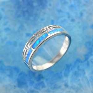 greek key opal silver ring, opal ring, greek ring, greek jewelry, greek key ring, opal jewelry, silver ring, gift for wife, anniversary gift