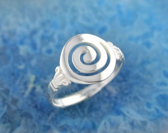 spiral silver ring, spiral ring, greek ring, spiral jewelry, greek jewelry, boho ring, bohemian ring, silver ring, anniversary gift for wife