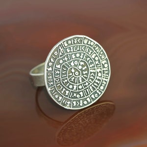 Phaistos Disc silver ring, antique coin ring, Phaistos ring, Greek ring, ancient ring, greek jewelry, bohemian ring, boho ring, coin jewelry