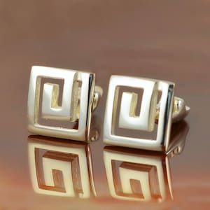 Greek Key silver cufflinks, men&#39;s cufflinks, mens jewelry, gift for men, gift for him, men jewelry, mens gift, greek jewelry, man gift