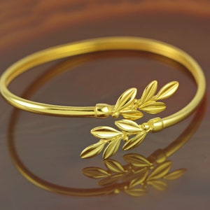 olive leaf golden bracelet, olive leaf bracelet, olive leaf bangle, olive bracelet, bridesmaids bracelet, bridesmaids gift, Greek bracelet Bracelet B