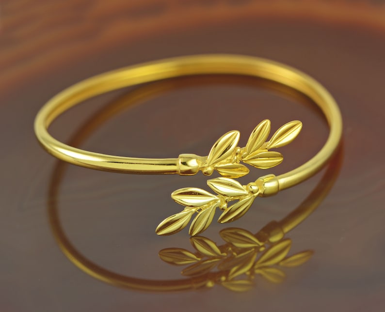 olive leaf golden bracelet, olive leaf bracelet, olive leaf bangle, olive bracelet, bridesmaids bracelet, bridesmaids gift, Greek bracelet Bracelet B