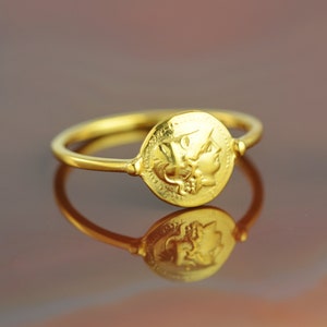 Athena coin golden ring, Athena ring, antique coin ring, Greek ring, greek jewelry, Greek coin ring, antique ring, boho ring, bohemian ring