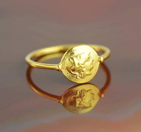 Anillo de oro de moneda de Atenea anillo de Atenea anillo de moneda antigua anillo griego joyeria griega anillo de moneda griega anillo antiguo anillo boho anillo boho Etsy Espana