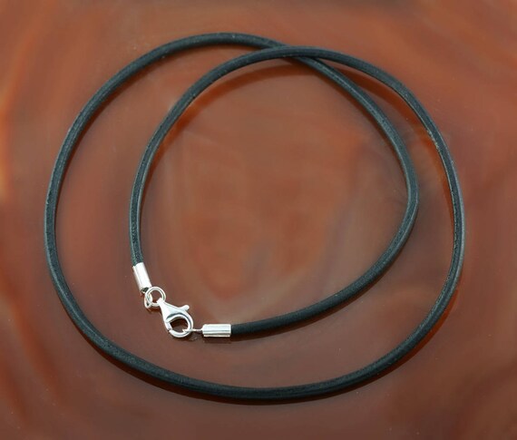 World Of Jewellery Collana In Pelle Nera Greca - Chiusura Argento 925, Varie Lunghezze