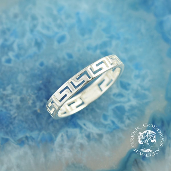 greek key delicate silver ring, dainty ring, delicate ring, greek key ring, greek ring, greek jewelry, gift for girlfriend, gift for her