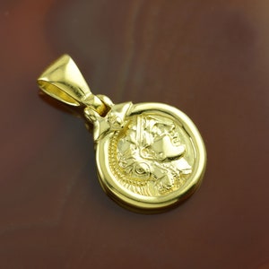 Athena golden pendant, Athena pendant, ancient coin pendant, Athena necklace, coin necklace, Greek coin pendant, antique Greek necklace