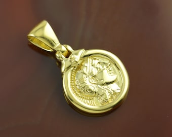 Athena golden pendant, Athena pendant, ancient coin pendant, Athena necklace, coin necklace, Greek coin pendant, antique Greek necklace