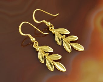 olive leaf golden earrings, olive twig earrings, olive leaf earrings, laurel earrings, greek earrings, bridesmaid jewelry, bridal earrings