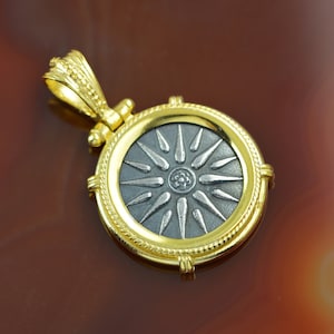 Vergina Star silver golden pendant, Vergina Sun necklace, Macedonian Star pendant, Vergina Sun pendant, Vergina Star necklace, mens necklace