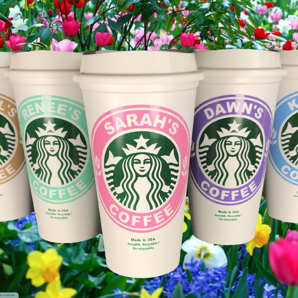 Mug de voyage personnalisé printemps-été Starbucks - Cadeau personnalisé par StarTangledArts