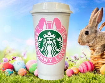 Personalized Starbucks Some Bunny Loves You  Travel Mug - Best Easter Gift by StarTangledArts