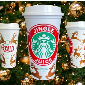 Customized Starbucks Reindeer Travel Mug Tumbler - Jingle Juice Holiday Coffee Cup - Best 2024 Stocking Stuffer by StarTangledArts