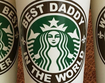 Personalized Best Dad RING DECAL for Starbucks Travel Tumbler - Fathers Day Gift by StarTangledArts