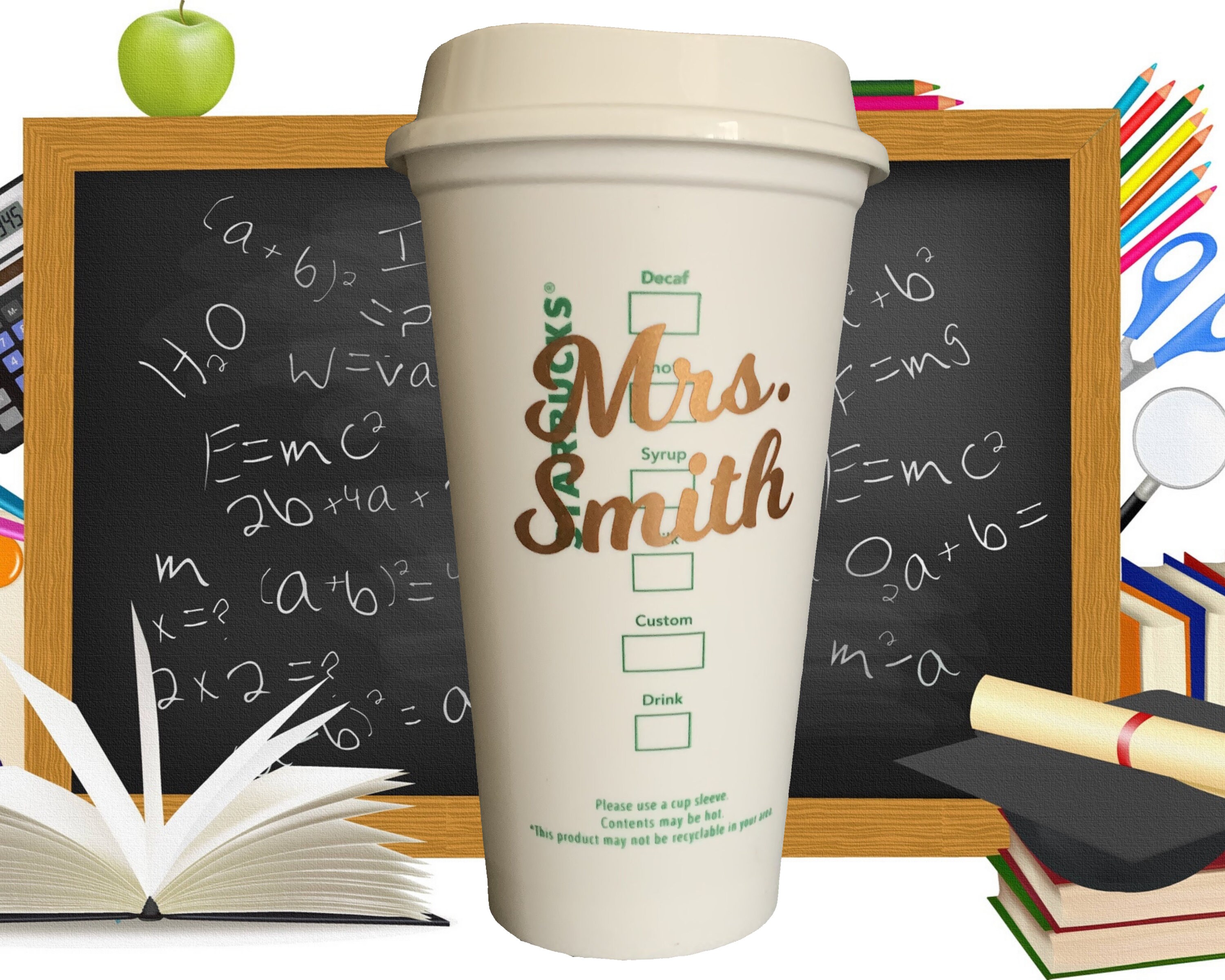 Teacher Of The Year Starbucks Coffee Travel Mug Personalized Etsy