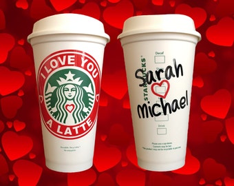 Starbucks Personalized I Love You A Latte Coffee Travel Mug Parody - Boyfriend Girlfriend Wife Husband Gift - StarTangledArts