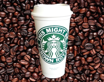This Might Be Crown Royal Starbucks Personalized Travel Mug Tumbler Custom Coffee Gift by StarTangledArts