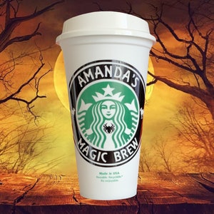 Halloween Starbucks Personalized Travel Mug Tumbler - Magic Brew Cup by StarTangledArts