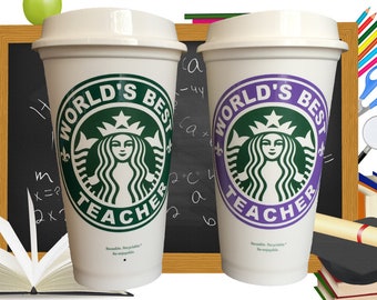 Personalized Worlds Best Teacher Starbucks Travel Coffee Mug - Perfect Gift for Homeschool by StarTangledArts