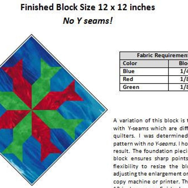 Eight Point Star Fish Paper Pieced Pattern Fish Quilt Pattern Foundation Pieced Quilt Pattern 8 Point Star PDF Download Instant download