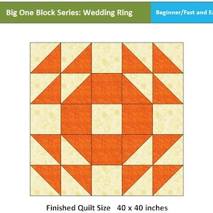 Fast and Easy Wedding Ring Block Beginner Quilt pattern, Big one block quilt pattern, PDF Download Instant download, quilt pattern download
