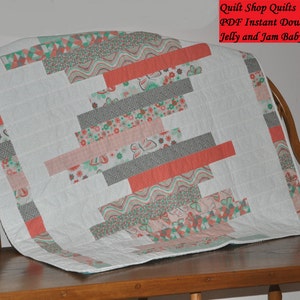 Jelly and Jam Baby Quilt Pattern Modern Quilt Pattern Jelly Roll Beginner pattern Fast and Easy quilt PDF Download Instant download pattern