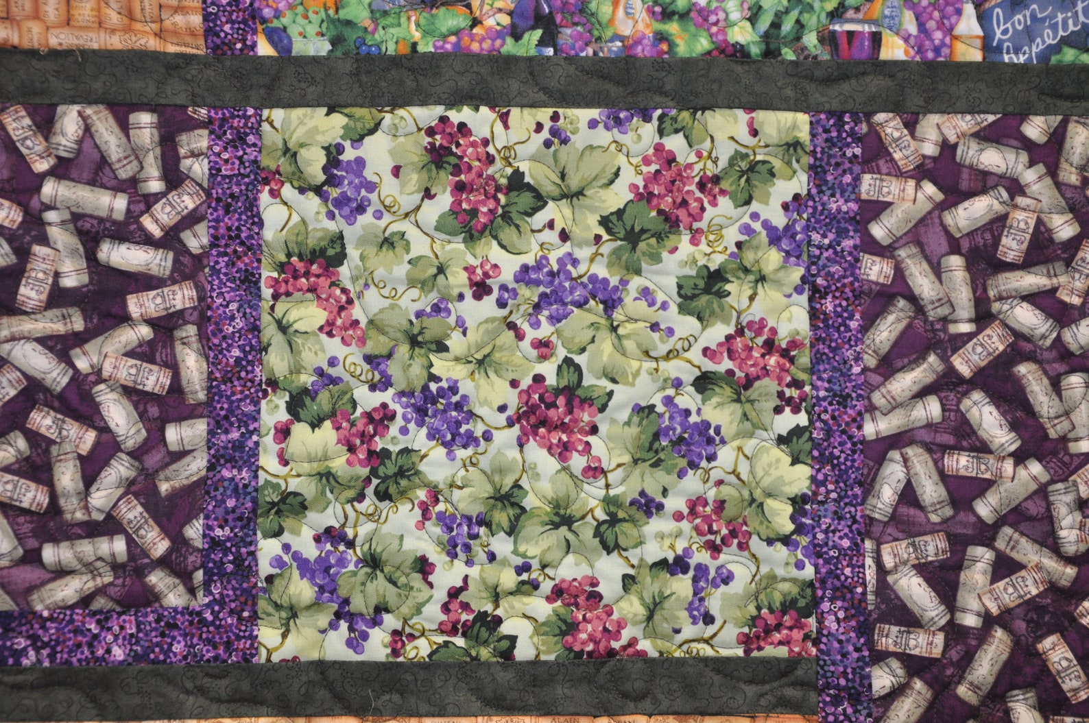 Wine Lovers Quilt With Collage of Wine Themed Fabric Bordered Etsy