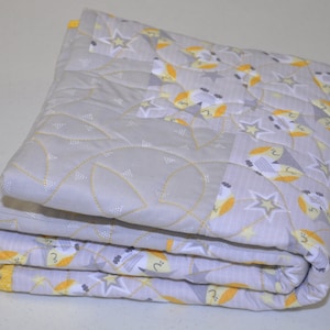 Whimsical Woodland Delight: Modern Nursery Quilt in Yellow and Gray 36 x 36
