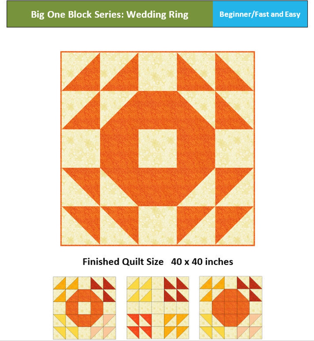 Wedding Ring Quilt Pattern: Easy Beginner One Block Design (physical ...