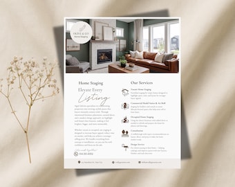 Flyersjabloon Home Staging Services | Vastgoedmarketing | Bewerkbaar canvas | Stager-servicepagina afdrukbaar