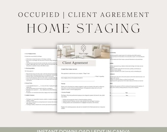 Staging-contract Occupied Home: aanpasbare klantovereenkomst voor stagers (canva-sjabloon)