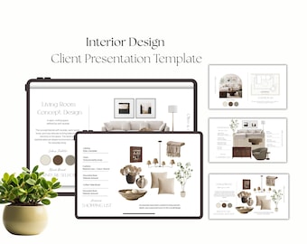 Ontwerpsjabloon organische moderne woonkamer | Canva-moodboard (digitale download)