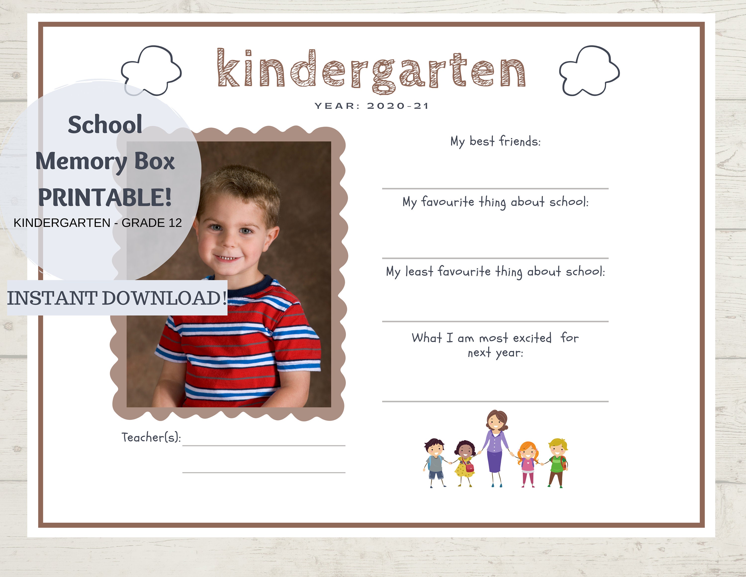 Kids School Memory Box Printables Tote File Folder - Etsy