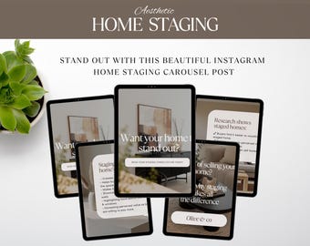 Sjabloon Home Staging-carrousel | Instagram-set met 5 berichten voor makelaars en makelaars | Bewerkbare canvadownload