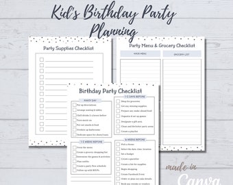 Kid's Birthday Party Planning and Organizing Checklist - Instant PDF Digital Download - Decor - Supplies