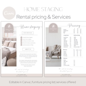Home Staging Rental Pricing List & Services Offered - Canva Template